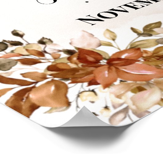 Welkomstceremonie herfst bruiloft Eucalyptus Po Poster (Hoek)