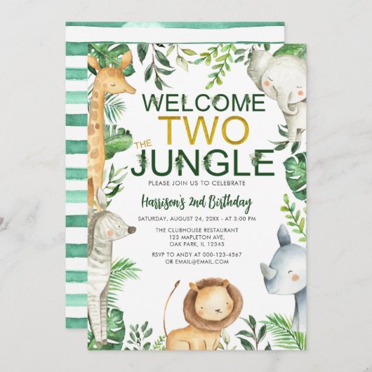 Welkomstdag twee Oerwouden Safari Animals Kaart (Voorkant / Achterkant)