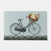 welkomstdeur - groene fiets met bloem deurmat (Voorkant)