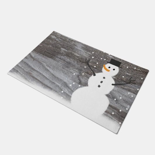 welkomstdeur rustige kerstsneeuwman deurmat (Schuin)