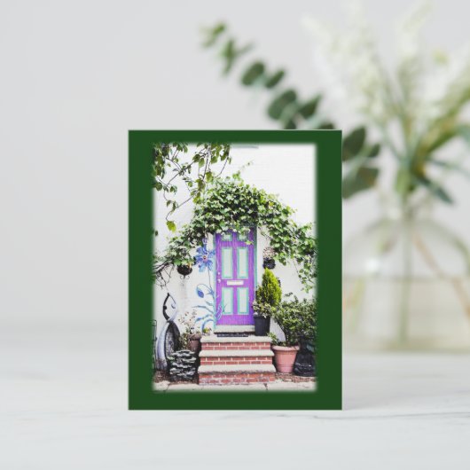 Welkomstdeuren in Paars Briefkaart (Staand voorkant)