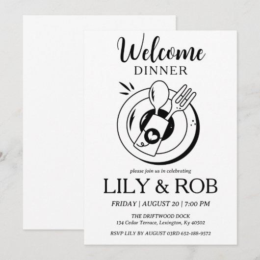 welkomstdiner kaart (Voorkant / Achterkant)