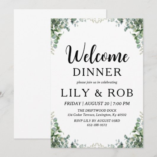 welkomstdiner kaart (Voorkant / Achterkant)