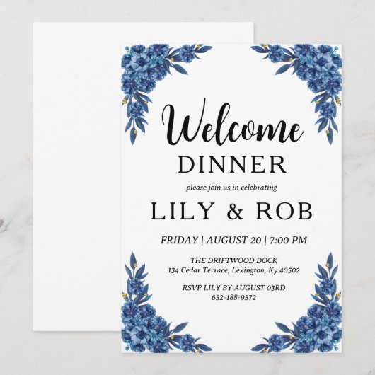 welkomstdiner kaart (Voorkant / Achterkant)