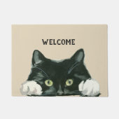 welkomstdoormat van zwarte en witte kat deurmat (Voorkant)