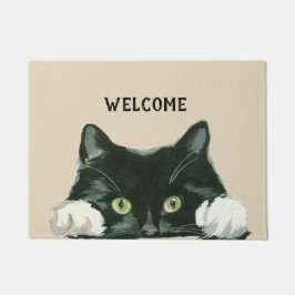 welkomstdoormat van zwarte en witte kat deurmat