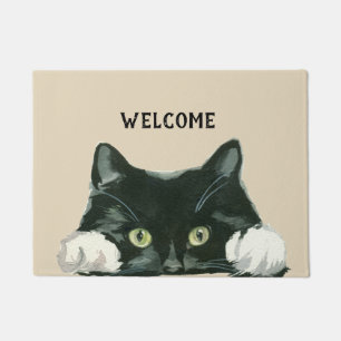 welkomstdoormat van zwarte en witte kat deurmat