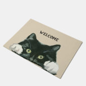welkomstdoormat van zwarte en witte kat deurmat (Schuin)