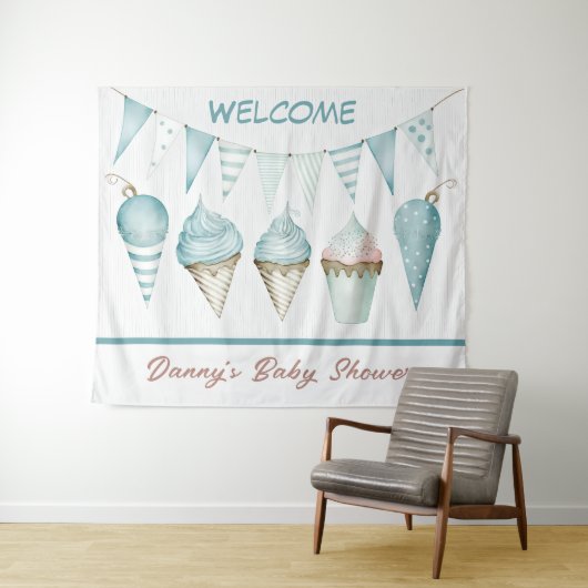 Welkomstekst voor baby shower jongen op wandkleed (In Situ (horizontaal))