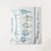 Welkomstekst voor baby shower jongen op wandkleed (Voorkant)