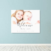 Welkomstfoto naam pasgeboren baby canvas afdruk (Insitu (Houten vloer))