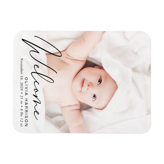 Welkomstfoto-script geboorteaankondiging magneet (Horizontaal)