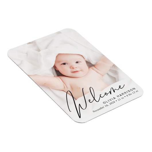 Welkomstfoto-script geboorteaankondiging magneet (Rechterzijde)