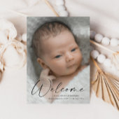 Welkomstfoto van Baby van modern script - Gegevens Bedankkaart