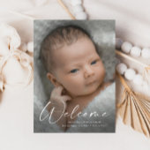 Welkomstfoto van Baby van modern script - Gegevens Bedankkaart