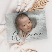 Welkomstfoto van Baby van modern script - Gegevens Bedankkaart