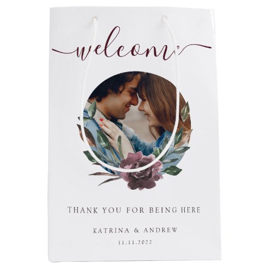 Welkomstfoto's van bruiloft medium cadeauzakje (Voorkant)