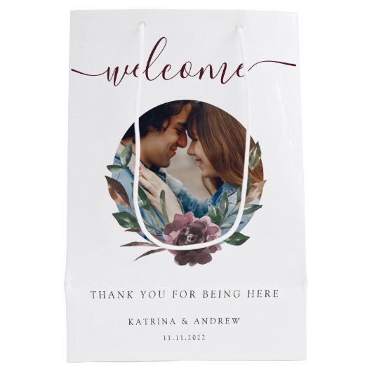 Welkomstfoto's van bruiloft medium cadeauzakje (Achterkant)