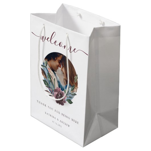 Welkomstfoto's van bruiloft medium cadeauzakje (Achterkant Gekanteld)