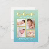 Welkomstgalerij Folie Geboorteaankondiging Briefka Folie Feestdagen Briefkaart (Voorkant / Achterkant)