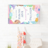 Welkomstgebanner kleine Mermaid Baby shower Spandoek (Insitu)