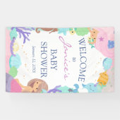 Welkomstgebanner kleine Mermaid Baby shower Spandoek (Horizontaal)