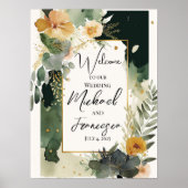 Welkomstgebarentaal Sjabloon, Dusky Pink Floral, Poster (Voorkant)