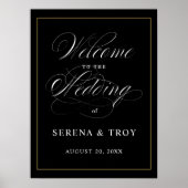 Welkomstgebarentaal voor elegant script, zwart poster (Voorkant)