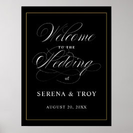 Welkomstgebarentaal voor elegant script, zwart poster