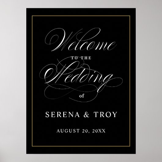 Welkomstgebarentaal voor elegant script, zwart poster (Voorkant)