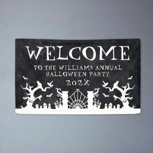 Welkomstgebarentenfamilie jaarlijkse halloween par spandoek