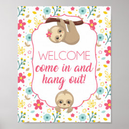 Welkomstgebarentjes voor Girl Sloth Party Poster