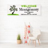 Welkomstgezinshereniging Modern Green Floral Tree Spandoek (Insitu)