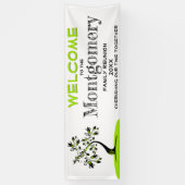 Welkomstgezinshereniging Modern Green Floral Tree Spandoek (Verticaal)