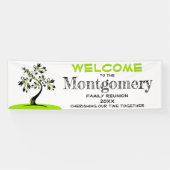 Welkomstgezinshereniging Modern Green Floral Tree Spandoek (Horizontaal)