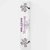 Welkomstgezinshereniging Modern Paarse Boom Spandoek (Verticaal)