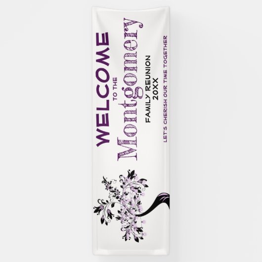 Welkomstgezinshereniging Modern Trendy Paarse boom Spandoek (Verticaal)