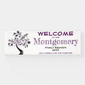 Welkomstgezinshereniging Modern Trendy Paarse boom Spandoek (Horizontaal)