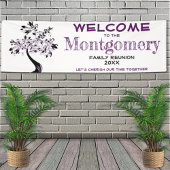 Welkomstgezinshereniging Modern Trendy Paarse boom Spandoek