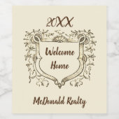  welkomstherder van onroerend goed met schild wijn etiket (Enkel label)