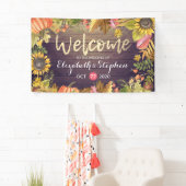 Welkomstherfst van bruiloft Maple Leaves Pumpkins  Spandoek (Insitu)