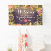 Welkomstherfst van bruiloft Maple Leaves Pumpkins  Spandoek (Insitu)
