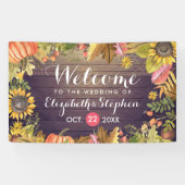 Welkomstherfst van bruiloft Maple Leaves Pumpkins Spandoek (Horizontaal)