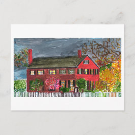 Welkomstig briefkaart van het rode huis