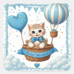 Welkomstkaart voor kleine kittenbaby 🐱 vierkante sticker
