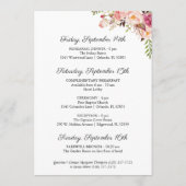 Welkomstkaarten voor Roze Floral Wedding Hotel Programmakaart (Achterkant)