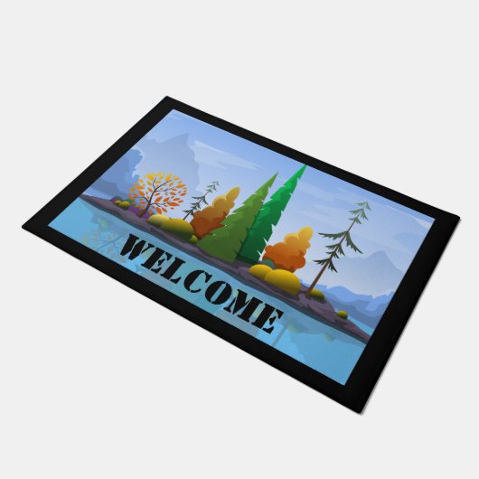 Welkomstklep van herfst Lake Island Deurmat (Schuin)