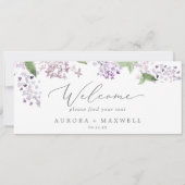 Welkomstkoptekst voor Lila hangende schuifkaart (Achterkant)