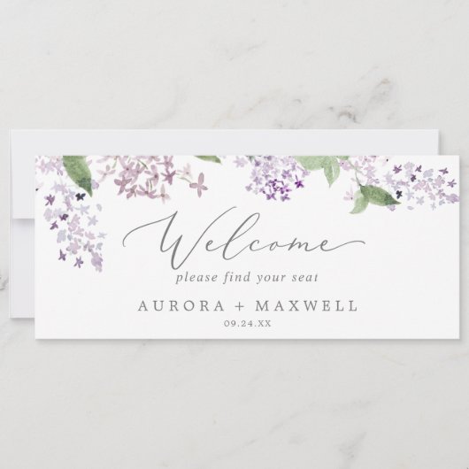 Welkomstkoptekst voor Lila hangende schuifkaart (Voorkant)