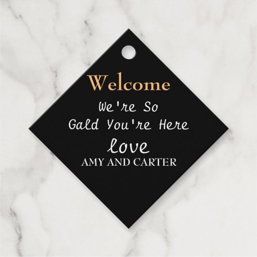 welkomstlabels voor trouwtassen, welkomstlabels bedankjes labels (Voorkant)